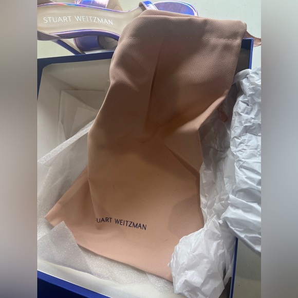 Stuart Weitzman Nudistcurve Hollywood Pink Iridescent Heels 8.5 Platform Sandals - Picture 12 of 12